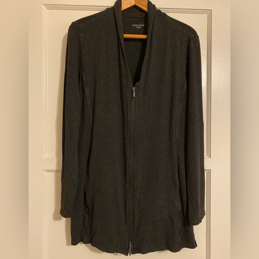 Eileen Fisher, Black Zip-up Sweater